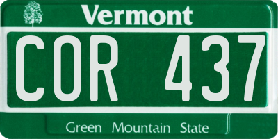 VT license plate COR437