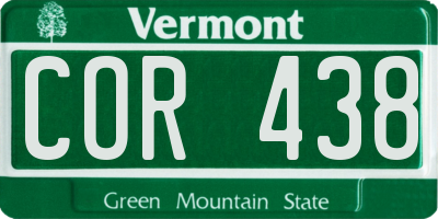 VT license plate COR438