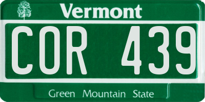 VT license plate COR439