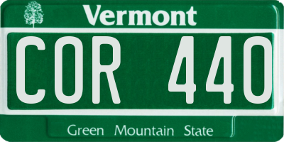VT license plate COR440