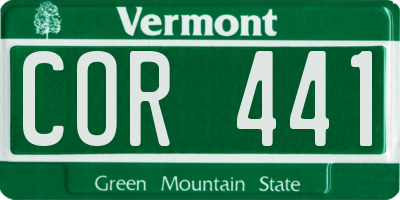VT license plate COR441