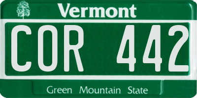 VT license plate COR442