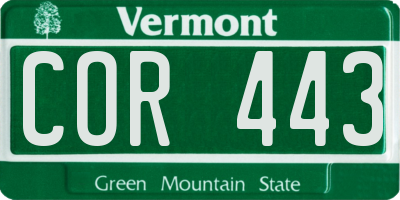 VT license plate COR443