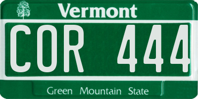VT license plate COR444