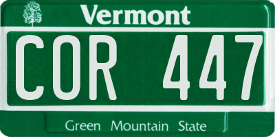 VT license plate COR447