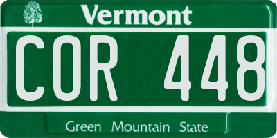 VT license plate COR448