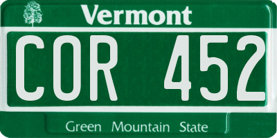 VT license plate COR452