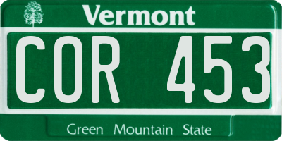 VT license plate COR453