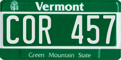 VT license plate COR457