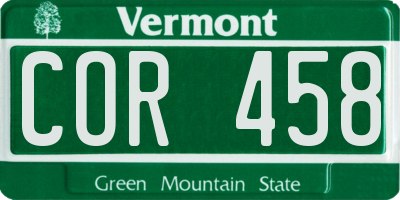 VT license plate COR458