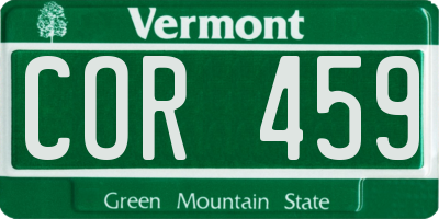 VT license plate COR459
