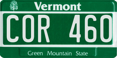 VT license plate COR460