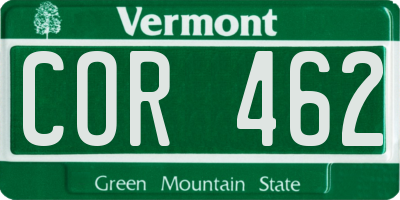 VT license plate COR462