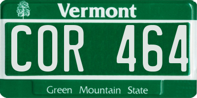 VT license plate COR464