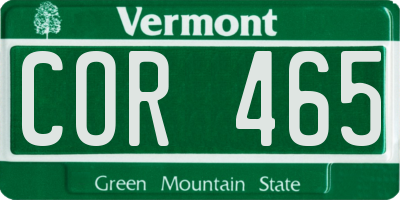 VT license plate COR465