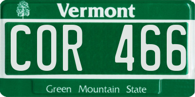 VT license plate COR466