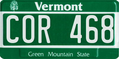 VT license plate COR468