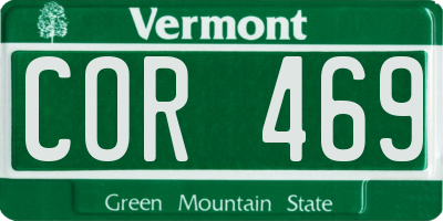 VT license plate COR469