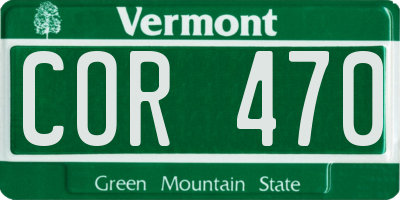 VT license plate COR470