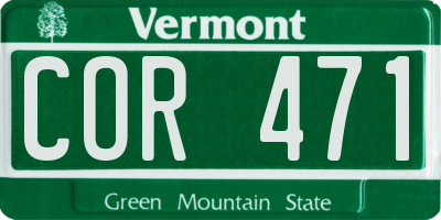 VT license plate COR471