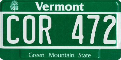 VT license plate COR472