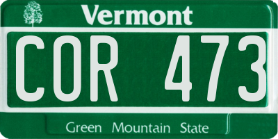 VT license plate COR473