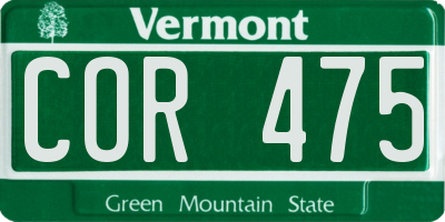 VT license plate COR475