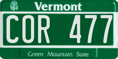 VT license plate COR477