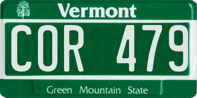 VT license plate COR479