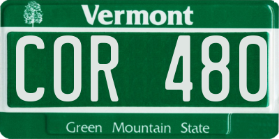 VT license plate COR480