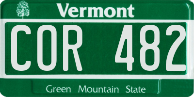 VT license plate COR482