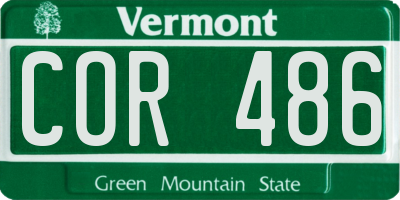 VT license plate COR486