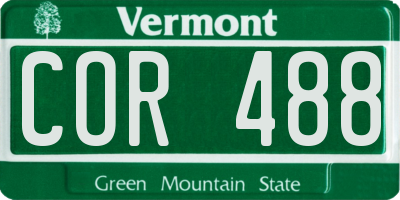 VT license plate COR488
