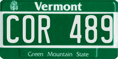 VT license plate COR489