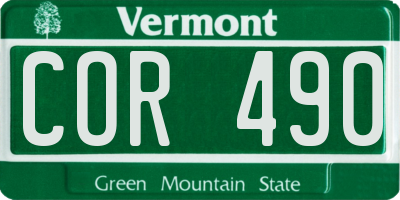 VT license plate COR490