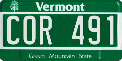 VT license plate COR491