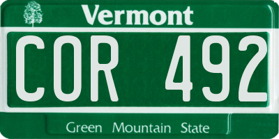 VT license plate COR492