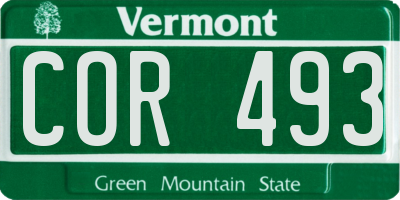 VT license plate COR493