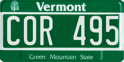 VT license plate COR495