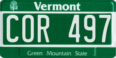 VT license plate COR497