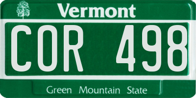VT license plate COR498