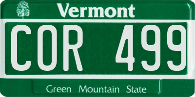 VT license plate COR499