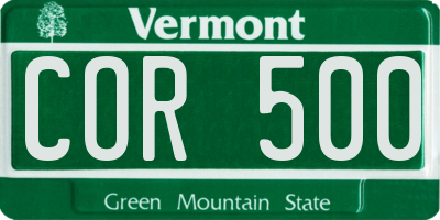 VT license plate COR500