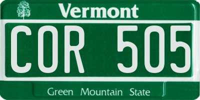 VT license plate COR505