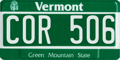 VT license plate COR506