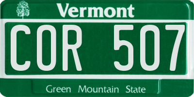 VT license plate COR507