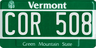 VT license plate COR508