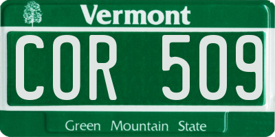 VT license plate COR509