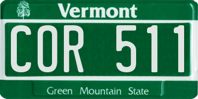 VT license plate COR511