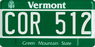 VT license plate COR512